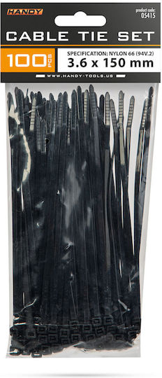 Legături Cablu Din Plastic 150×3.6 Mm Nailon Auto-blocante Negre 100 Buc