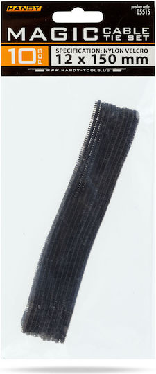 Kabelbinder Klettverschluss 150 X 12 Mm Wiederverwendbarer Textilkabel-Organizer Schwarz Set 10 Stück