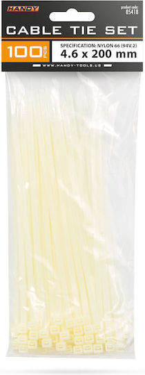 Plastic Cable Ties 200×4.6 Mm Nylon Self-locking Transparent 100 Pcs