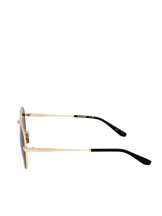 Sandro Unisex Sonnenbrillen mit Gold Rahmen und Braunen Gläsern