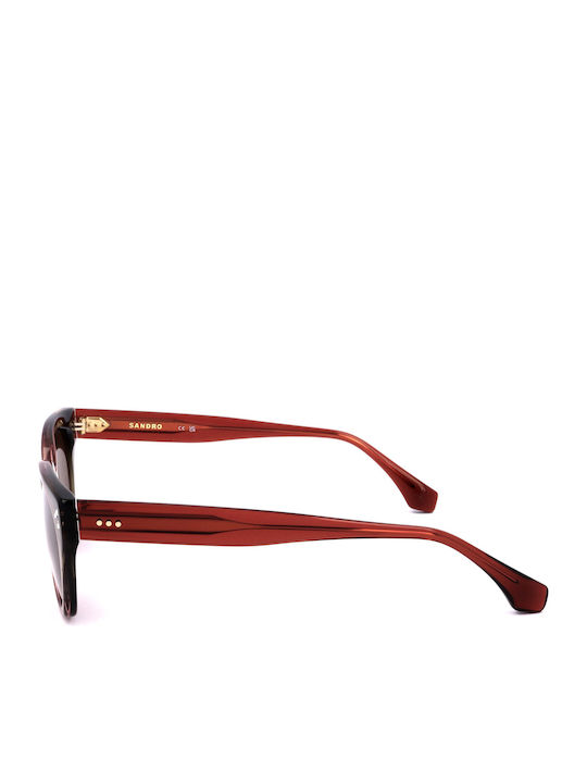 Sandro Unisex Sunglasses With Pink Frame And Brown Lens