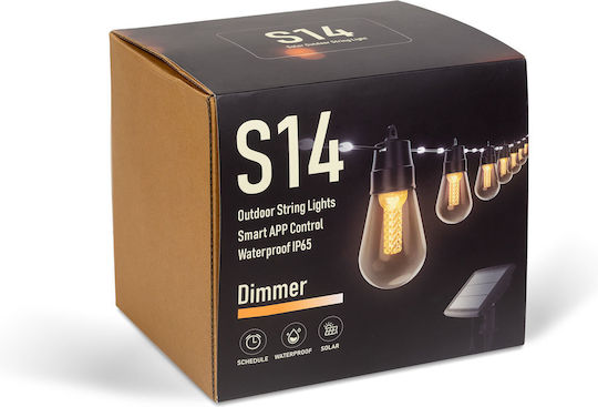Set 25 Lămpi Solare Suspendate Ghirlandă 1.5W Bluetooth cu Fotocelulă și Telecomandă IP65