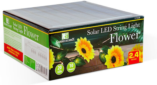 Lampa Solară Floare Alb Cald cu Fotocelulă IP44 20x4cm
