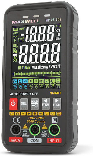 Multimetru Digital Automat 4.2 Inch Ecran Complet Tip C Detectare Tensiune AC DC Negru Roșu