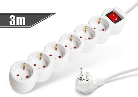 Power Strip 6 Sockets with Switch and Cable 3m