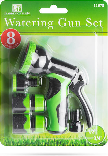 Irrigation Gun Set 8 Functions Adjustable Nozzle Connectors Included Quick Coupling 1/2 Hose