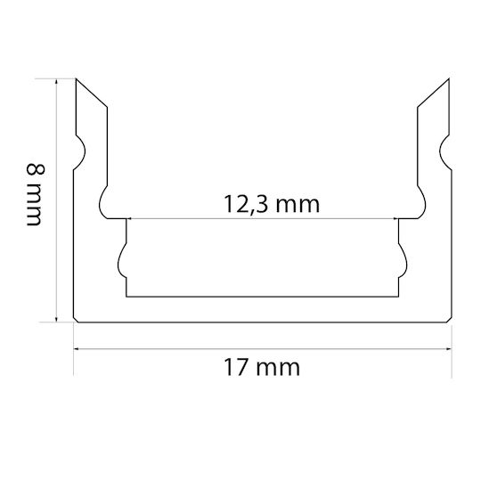 Profil De Aluminiu Led 1m Canal U 17x8mm Bandă Led Max 11mm Răcire Protecție