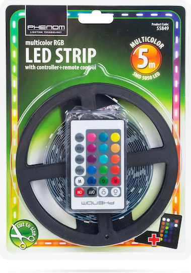 Bandă LED 12V RGB Lumină 5m Tip SMD5050 cu Sursă de Alimentare și Telecomandă