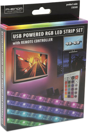 Bandă LED pentru Televizor USB 5V RGB Lumină 1.524m Tip SMD5050 cu Sursă de Alimentare și Telecomandă