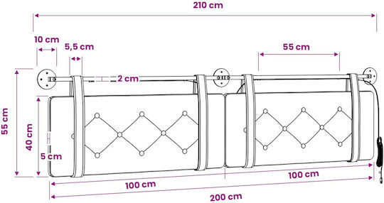 vidaXL Fabric Bed Headboard Cushion Light Blue 210x55cm