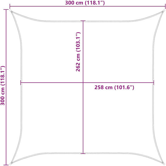 vidaXL Square Shade Sail Yellow with PU Coating 3x3m