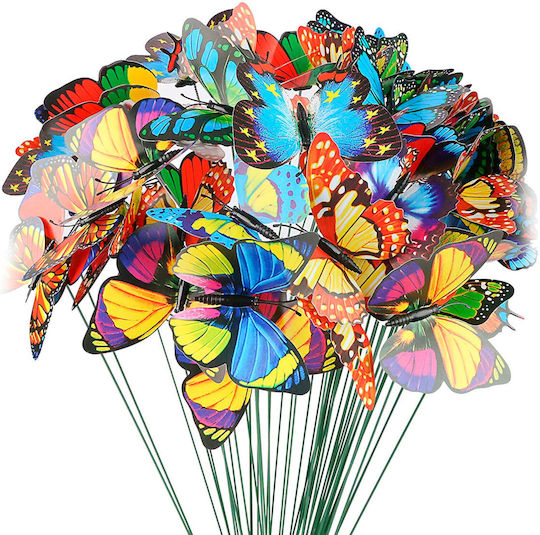 Decorațiune Pentru Grădină Fluture 29 Cm Ornament Exterior Tijă De Fixare Pvc Plastic Multicolor