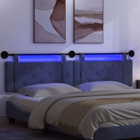 vidaXL Stoff-Kopfstütze für Bett Blau 210x55cm