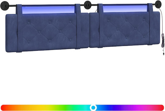 vidaXL Stoff-Kopfstütze für Bett Blau 210x55cm