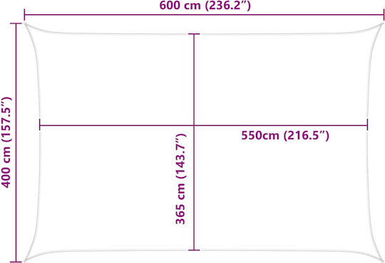 vidaXL Rectangular Gray Shade Sail 4x6m