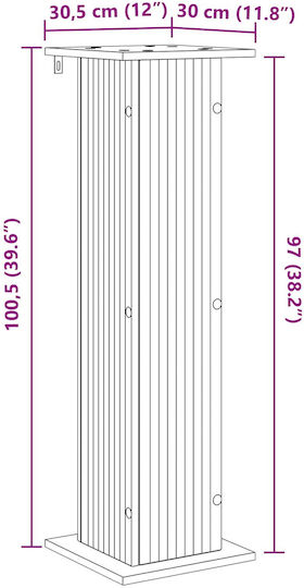 vidaXL Βάση Γλάστρας Ξύλινη 30.5x30x100.5εκ.