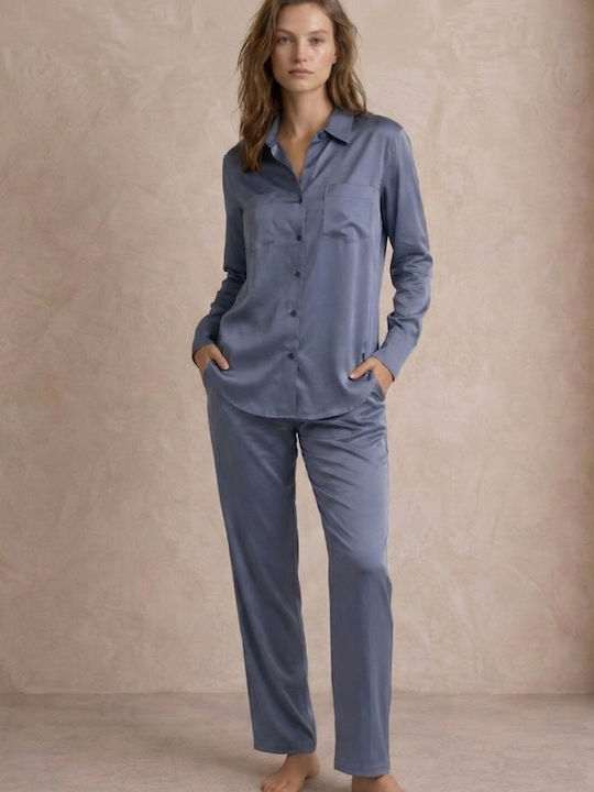 Zizo Winter Damen Pyjama-Set Nightfall Blue