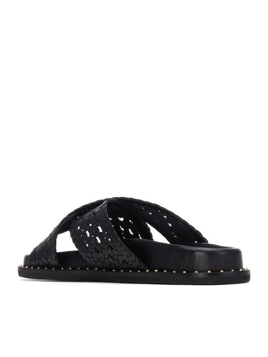 Carmela Leather Women's Flat Sandals Black