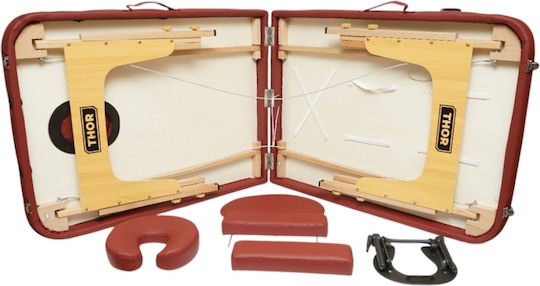 Thor Pat de Fizioterapie Portabil/Pliabil Burgundy din Lemn 60x213 cm