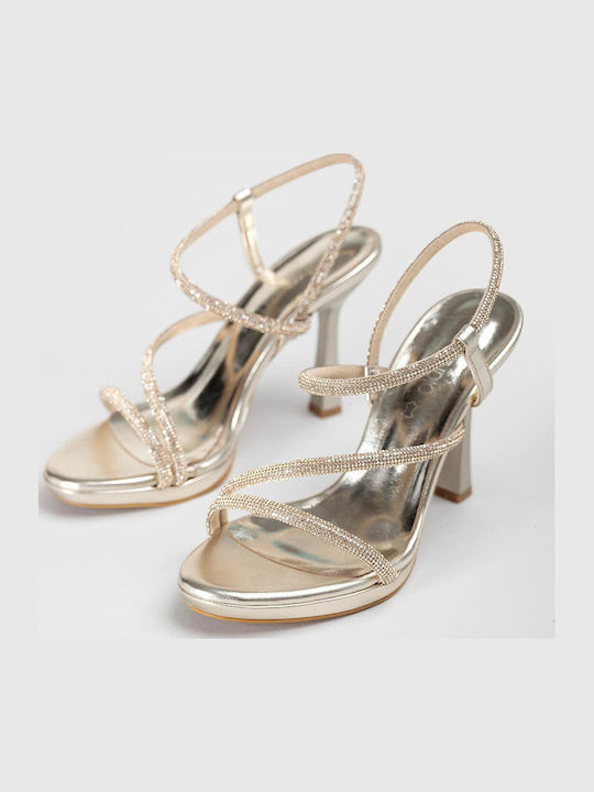 Damen Sandalen mit Strass Gold