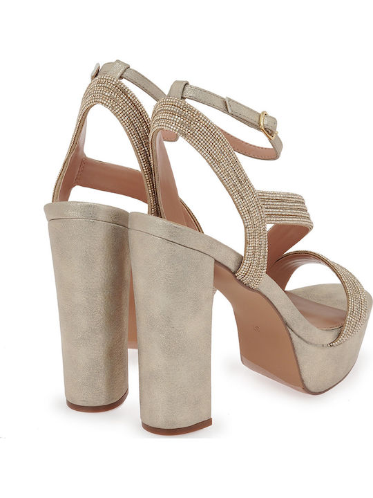 Sandals with Strass Gold