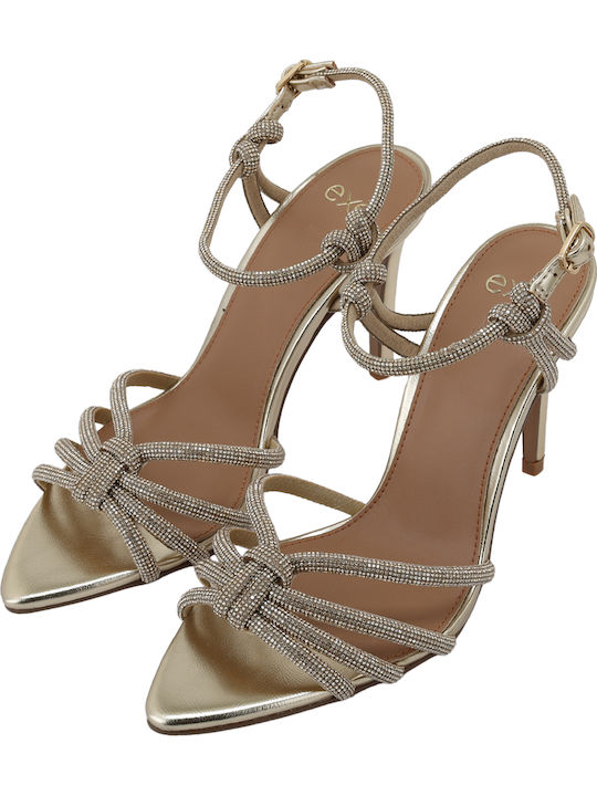 Damen Sandalen mit Strass Gold