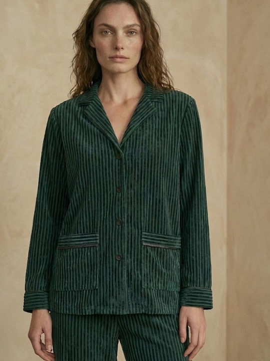 Zizo Winter Damen Pyjama-Set Grün