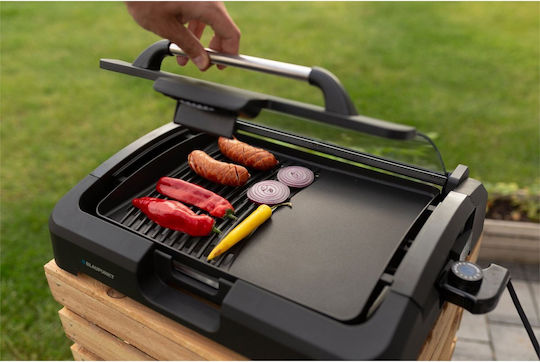 Blaupunkt Contact Grt801 Tabletop Electric Grill Grill and Smooth Plate 2200W with Lid and Adjustable Thermostat 39cmx29cmcm