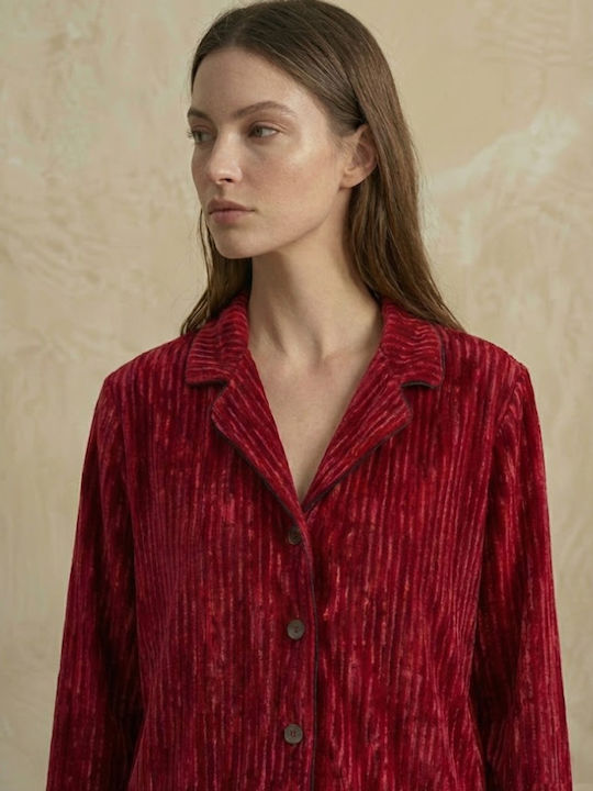 Zizo Winter Damen Pyjama-Set Rot