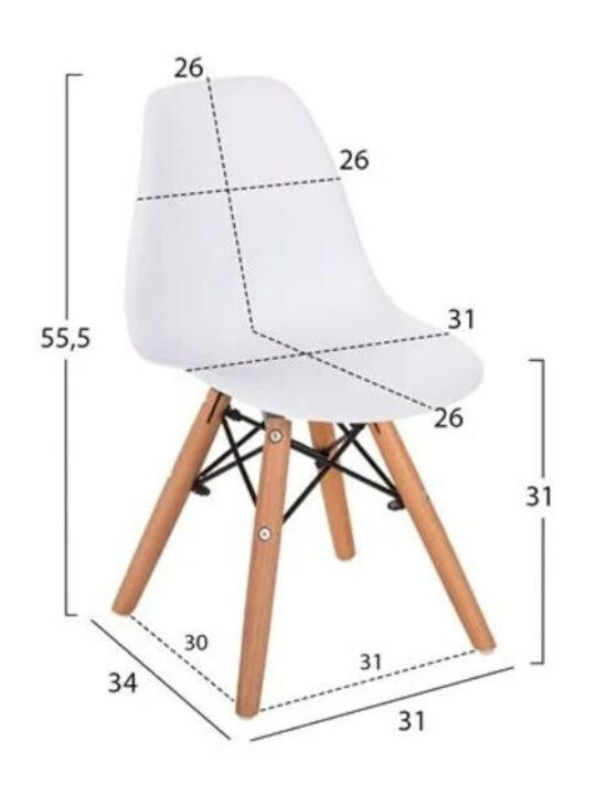 Παιδική Καρέκλα Λευκή 31x34x55.5εκ.