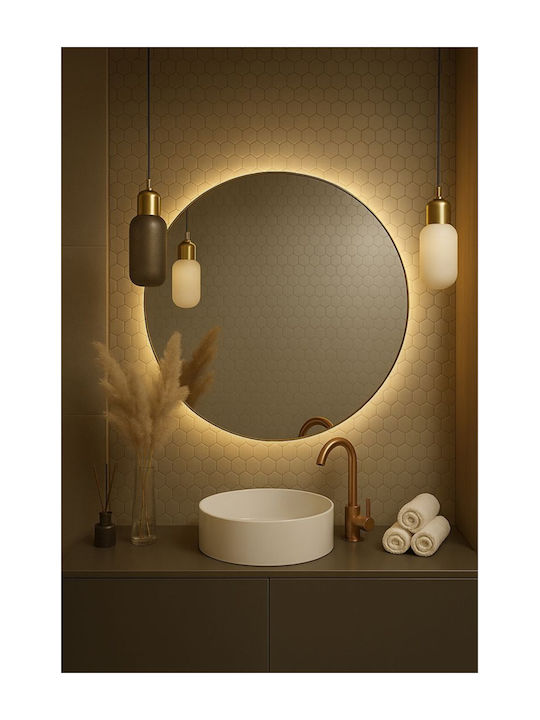 SteweHome Кръгло Огледало За Баня LED 60x60cm Бял