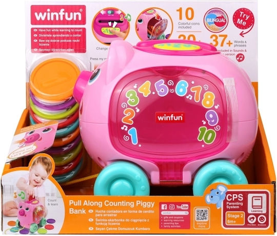 Winfun Συρόμενος Κουμπαράς Γουρουνάκι Αρίθμηση Pull Along Counting Piggy Bank 250201-nl