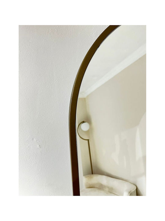 SteweHome Oglindă Arcuită cu Ramă Metalică Aurie 180x65cm