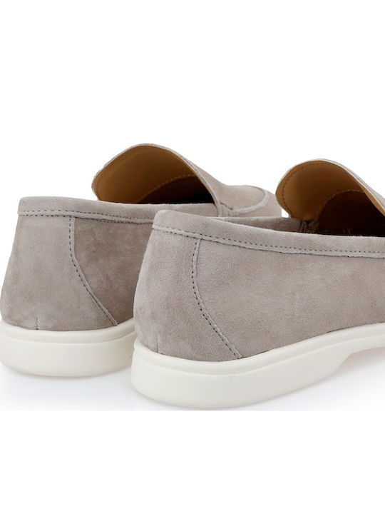 Δερμάτινα Ανδρικά Loafers σε Γκρι Χρώμα