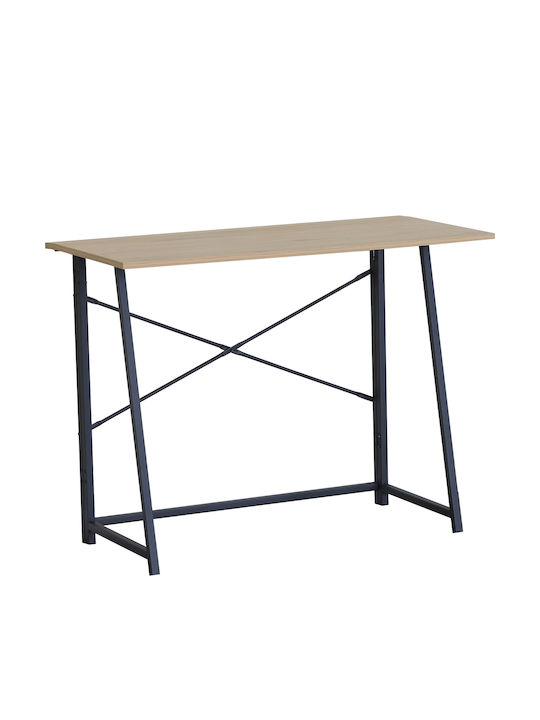 Desk Alvion Wooden Oak/Black with Metal Legs 100x46x75cm