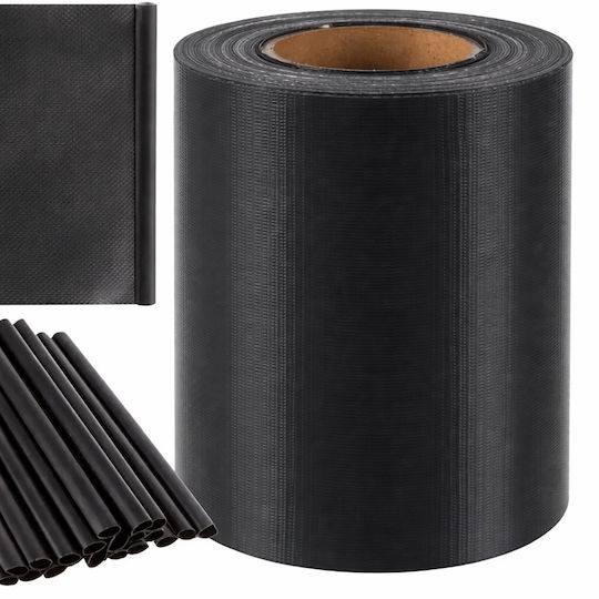 Bandă Pentru Gard Măsurând 19 Cm X 35 M 20 Cleme Densitate 450/m2 Ideală Pentru Acoperirea Gardurilor Balcoanelor Teraselor Balustradelor Zonelor De Colectare A Deșeurilor Rezistentă La UV Gri Închis