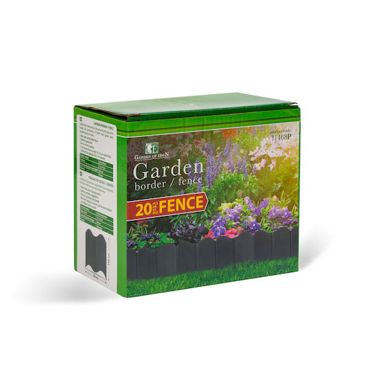 Gard Decorativ Pentru Grădină Flori 15x14 Cm Separator De Peluză Negru Plastic Set 20 Bucăți