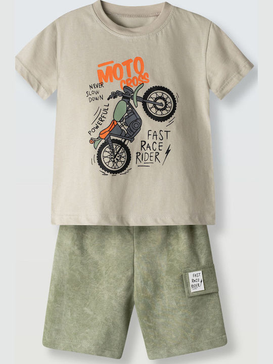 Kids Set with Shorts Summer 2pcs Khaki
