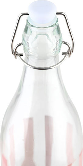 Estia Ligne Glass Water Bottle with Screw Lid Pink 1000ml