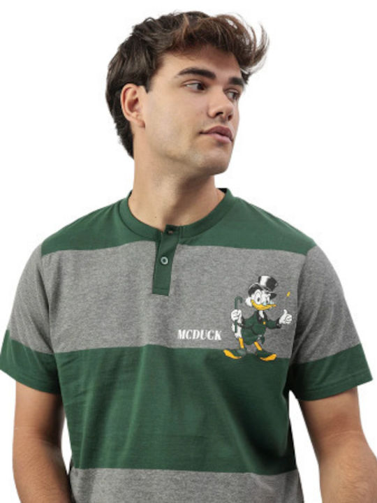 Disney Sommer Herrenpyjama Bluse Baumwollene Grün-Grau