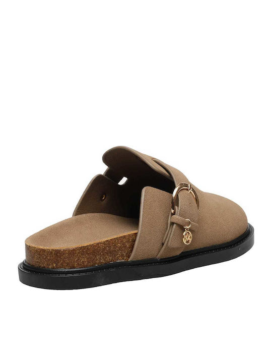Flat Suede Mules σε Μπεζ Χρώμα