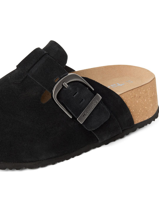 Tamaris Women's Leather Anatomic Clogs Black