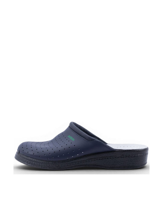 Antrin Male Leather Anatomic Blue Clogs