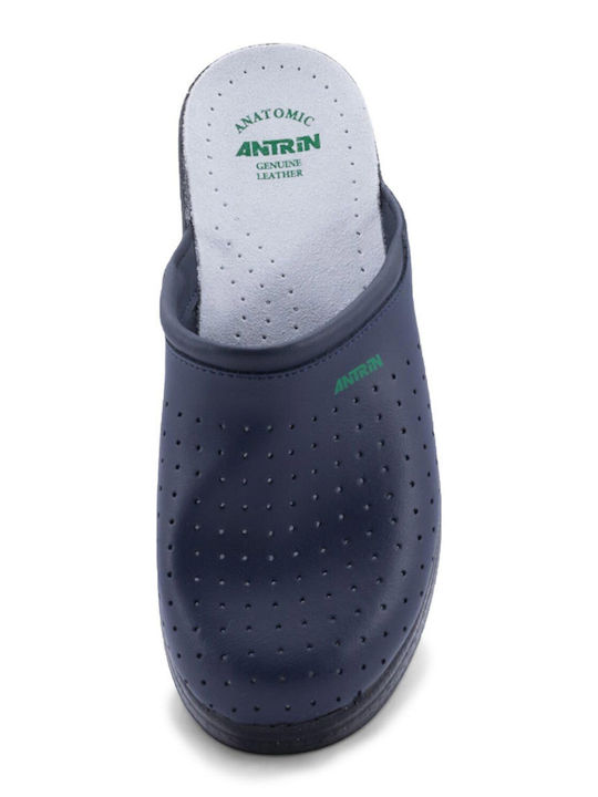 Antrin Male Leather Anatomic Blue Clogs