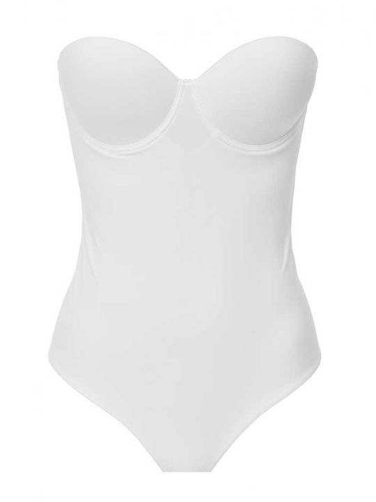 Leilieve Shapewear White Strapless Bodysuit Cup B Laser Cut Back Sculpt Lei4695