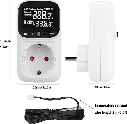 Sinotimer Stc-916l-eu Thermostat Socket 16a 230v Heating Cooling Temperature Control Lighting External Sensor Timer 3680w