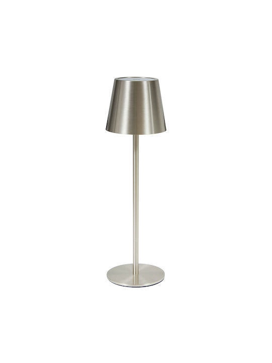 Cody Lămpi De Masă Metalice Led Încorporat Cu Abajur Argintiu Și Bază