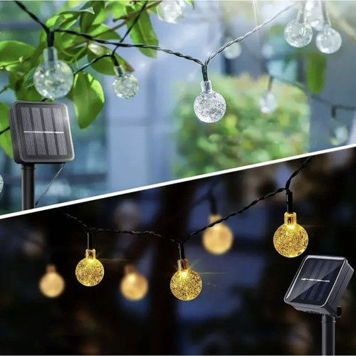 Lustră Solară Ghirlandă Alb Cald cu Senzor de Mișcare și Fotocelul IP65