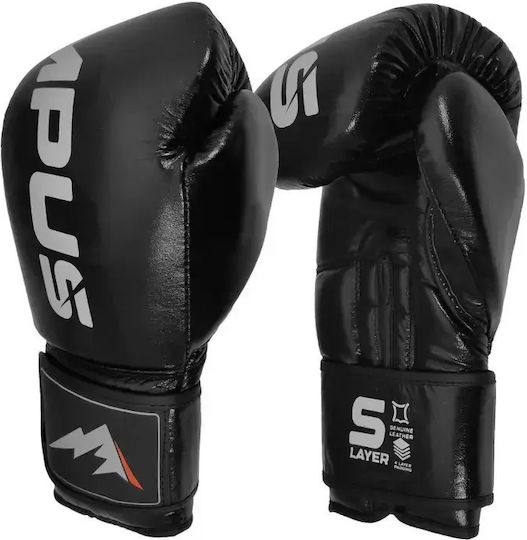 Olympus Sport Boxing Gloves Leather for Competition Black