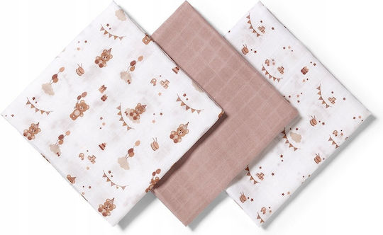 Babyono Muslin Burp Cloths Beige 70x70cm 3pcs